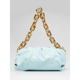 Bottega Veneta Bottega Veneta Light Blue Leather Chain Pouch Bag