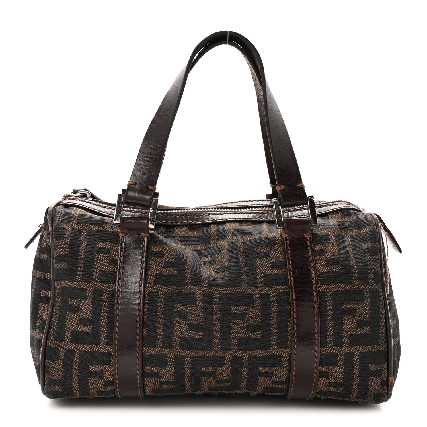 Fendi Zucca Mini Boston Satchel Tobacco