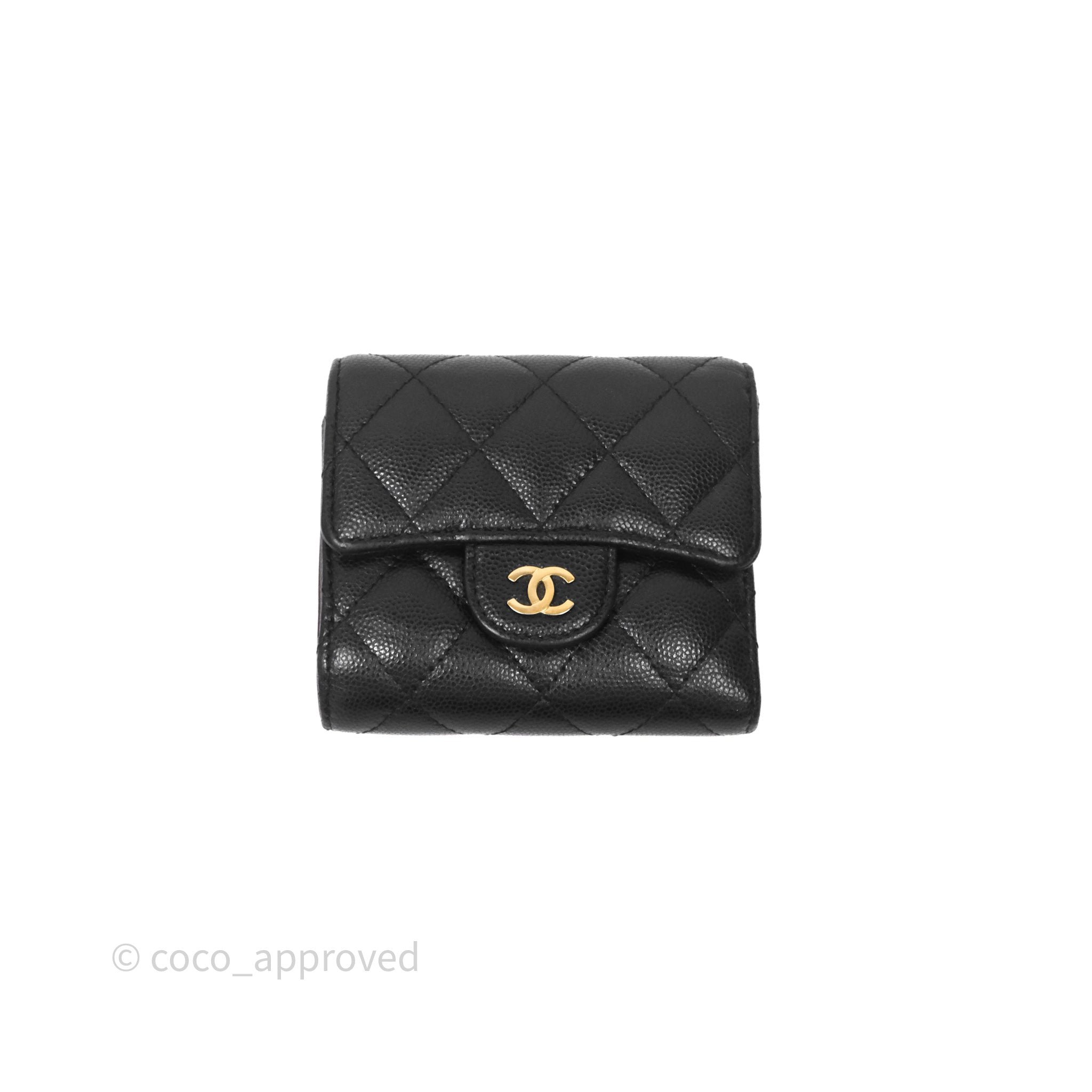 Chanel Classic Short Flap Wallet Black Caviar Gold Hardware