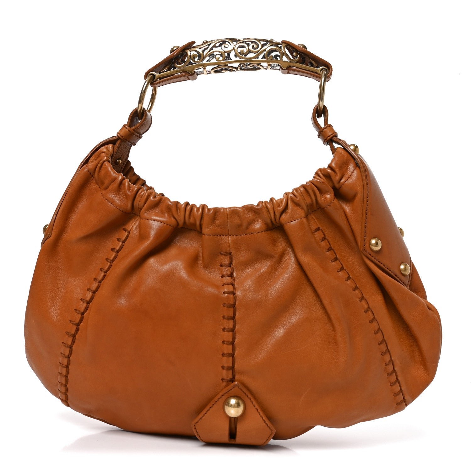 Saint Laurent Calfskin Vincennes Mombasa Hobo Tan