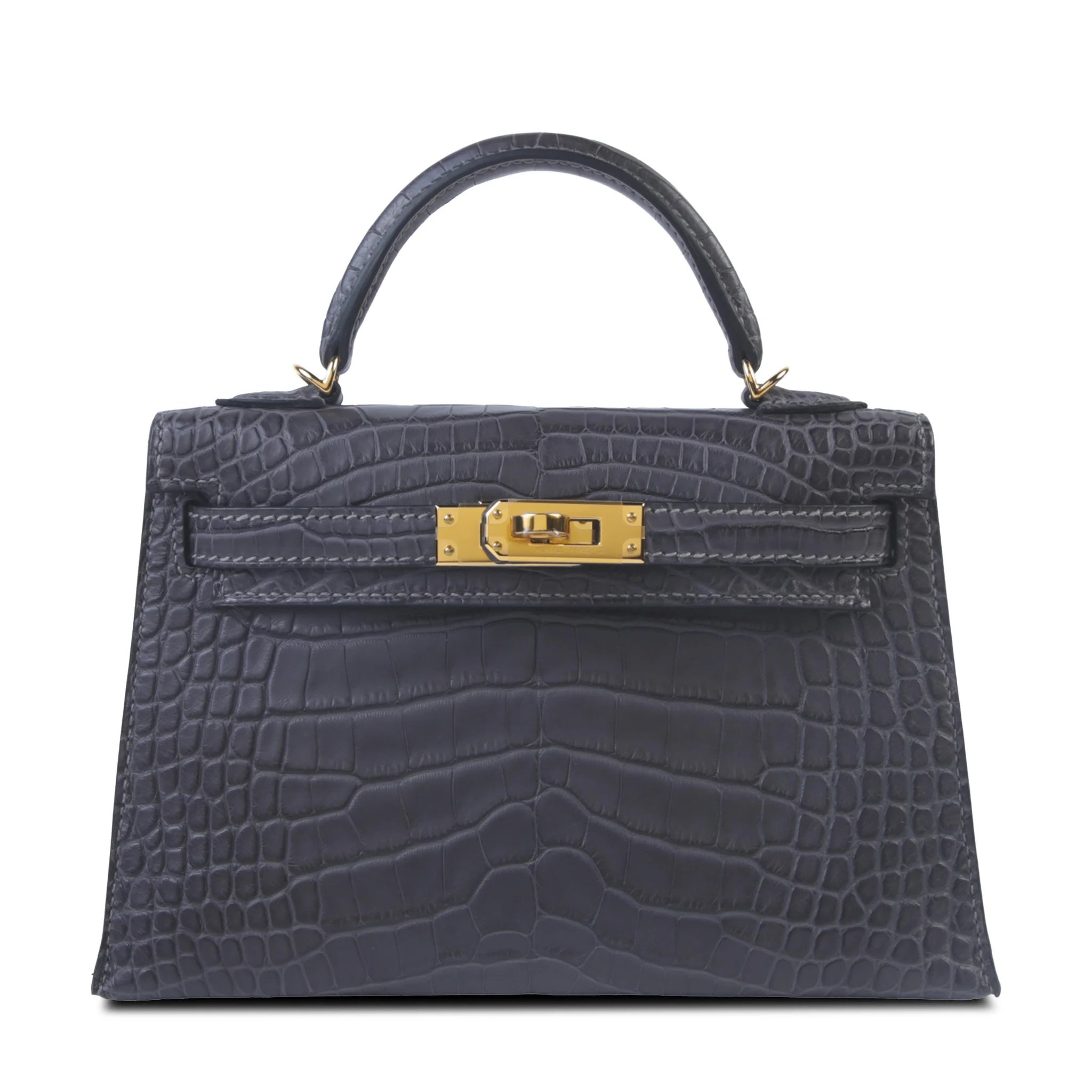 Brand New ( Rank N ) HERMÈS Mini Kelly II Graphite (88) Matte Alligator Gold hardware K (2025)