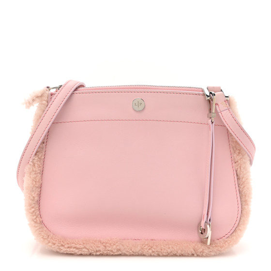 Loro Piana Calfskin Shearling Milky Way Odessa Shoulder Bag Pink
