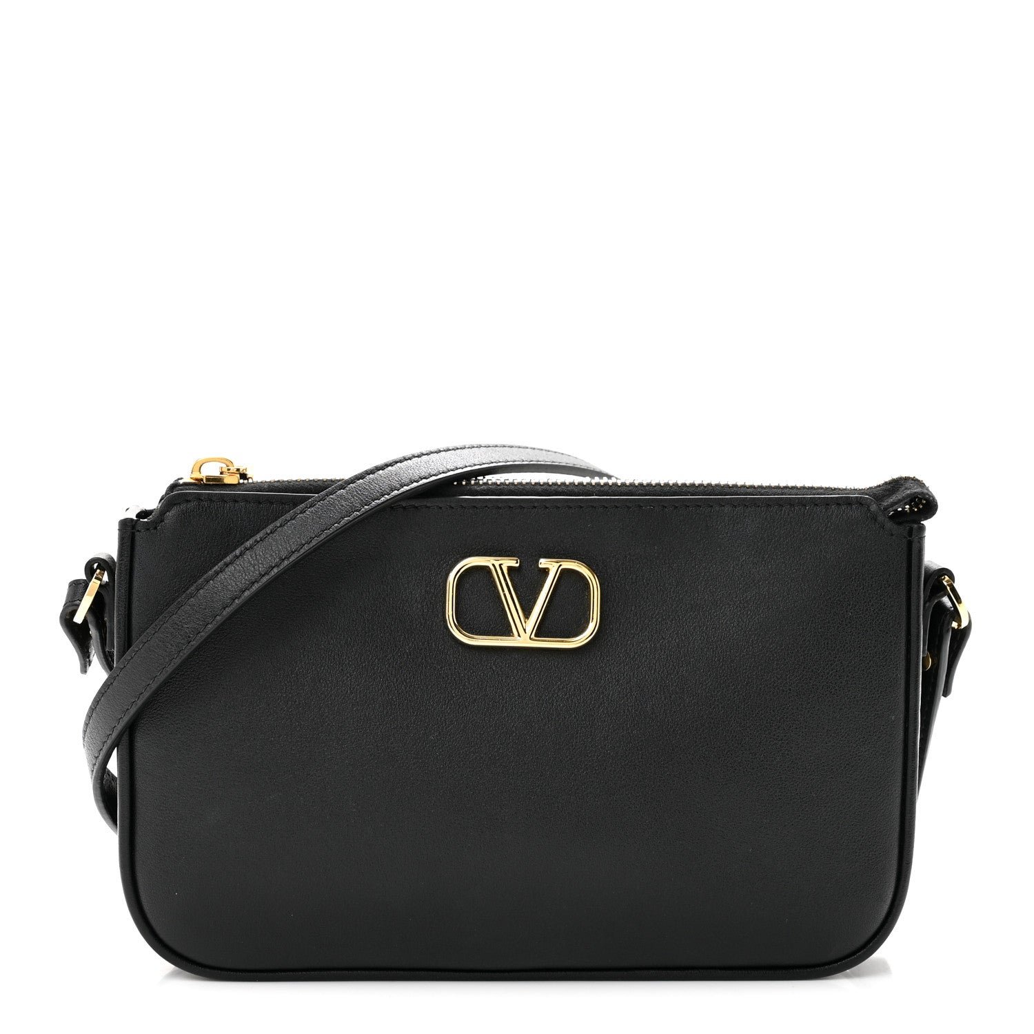 Valentino Garavani Calfskin Mini Vlogo Crossbody Bag Black