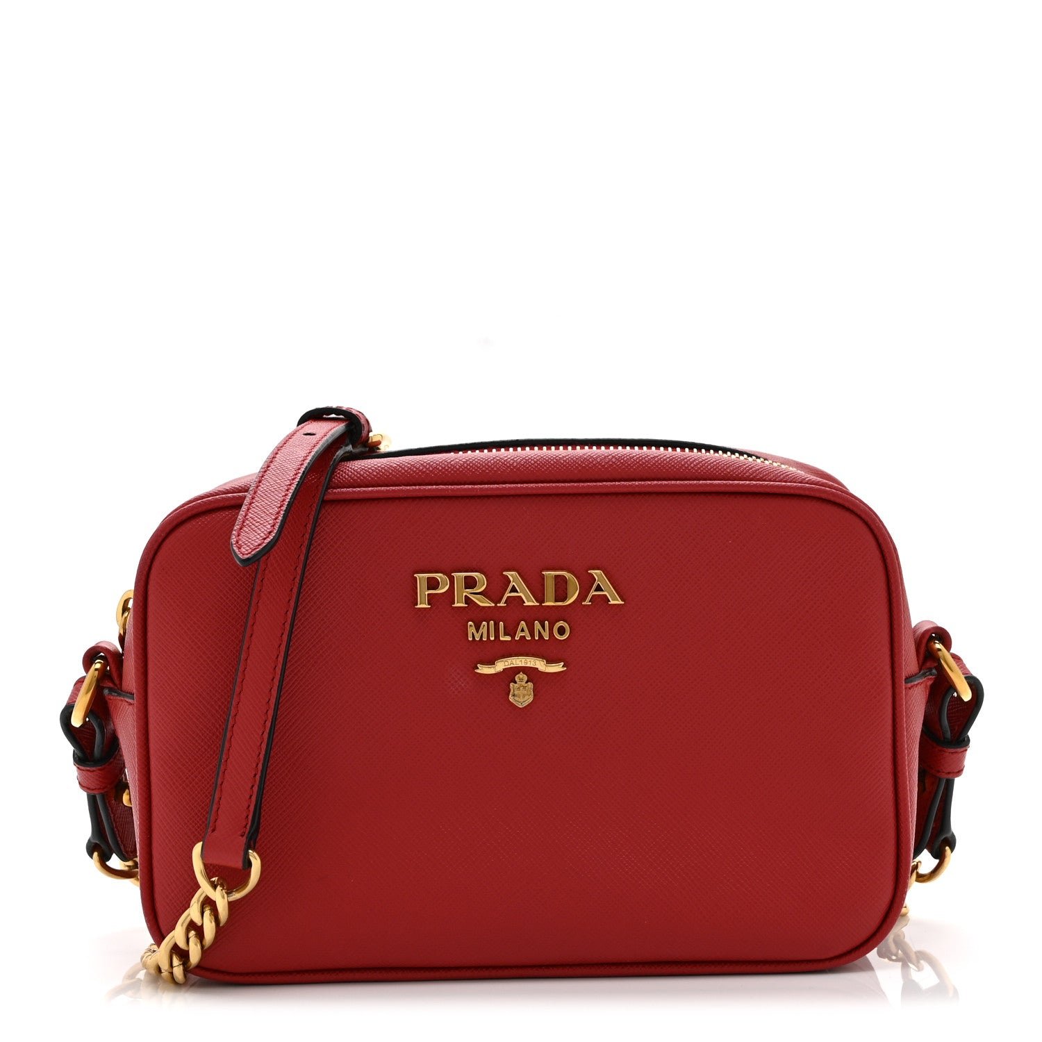 Prada Saffiano Mini Camera Crossbody Bag Rosso