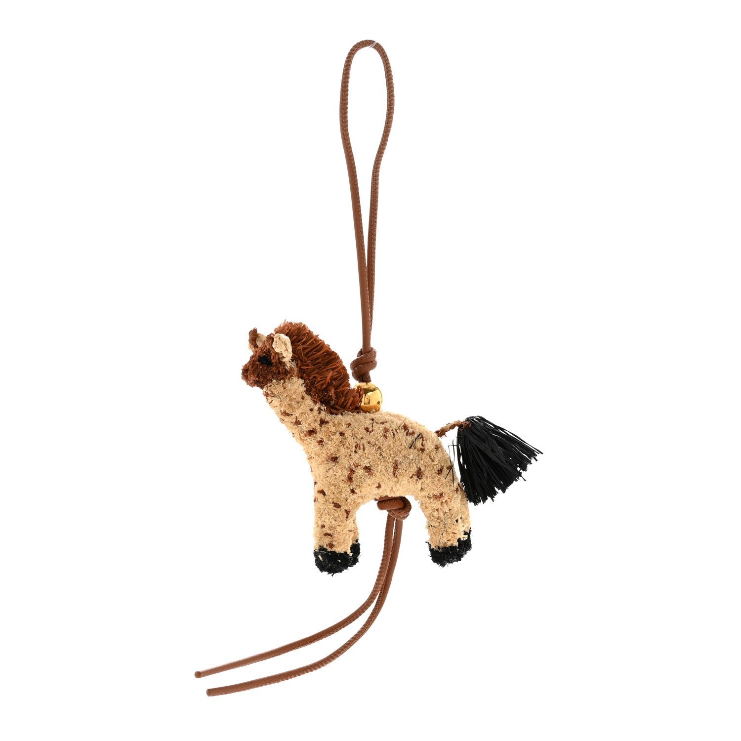 Loewe Loewe X PAULA'S IBIZA Raffia Calfskin Giraffe Bag Charm Brown