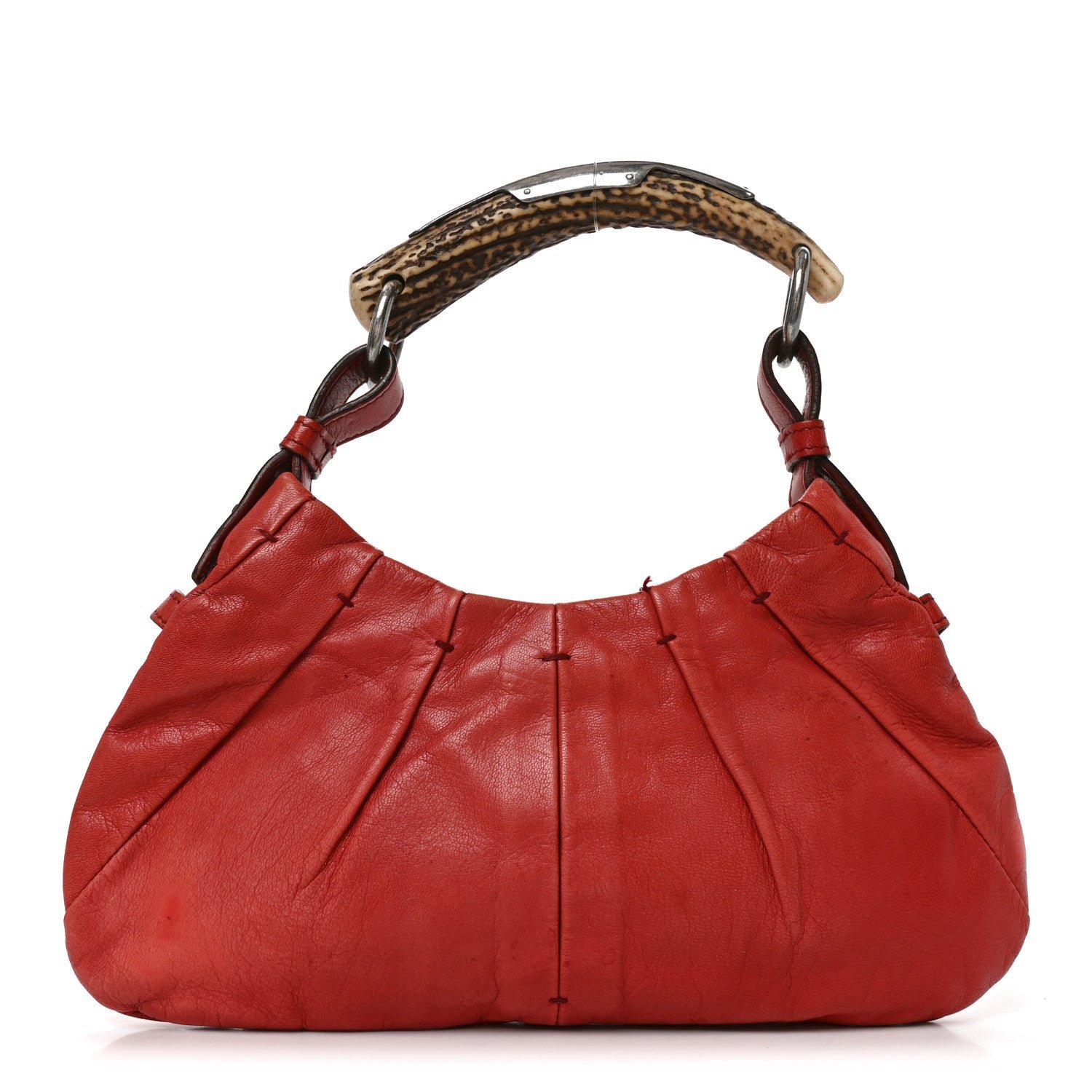 Saint Laurent Calfskin Horn Mini Mombasa Hobo Red