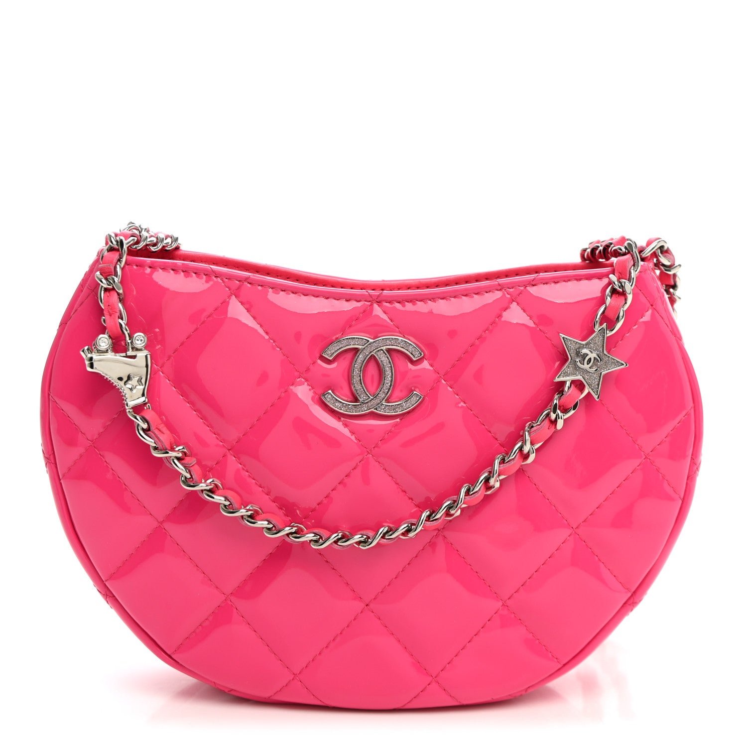 Chanel Patent Calfskin Quilted Enamel CC Charms Hobo Pink