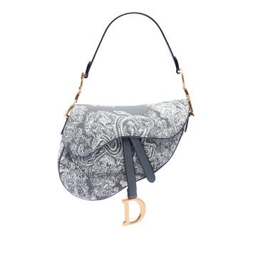 Dior Canvas Embroidered Reverse Toile De Jouy Saddle Bag