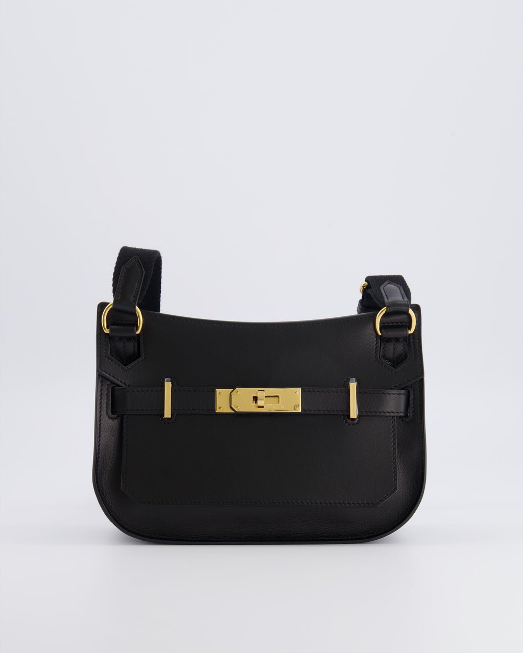 Hermes *RARE* Hermès Mini Jypsiere Crossbody Bag in Black Evergrain Leather with Gold Hardware