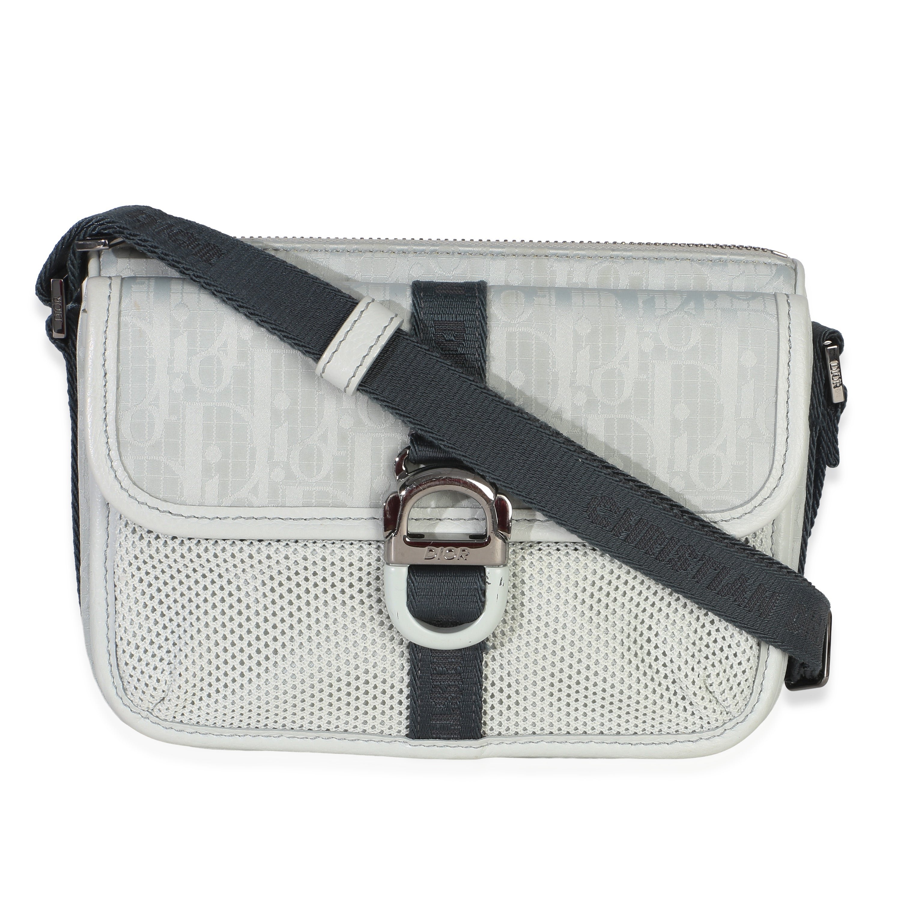 Light Blue Oblique Jacquard Dior 8 Pouch With Strap