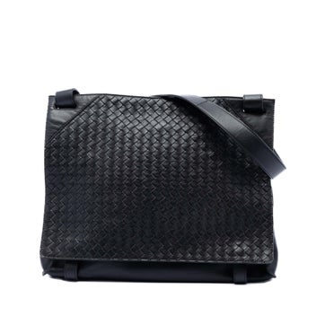 Alligator Intrecciato Trimmed Nappa Messenger Bag