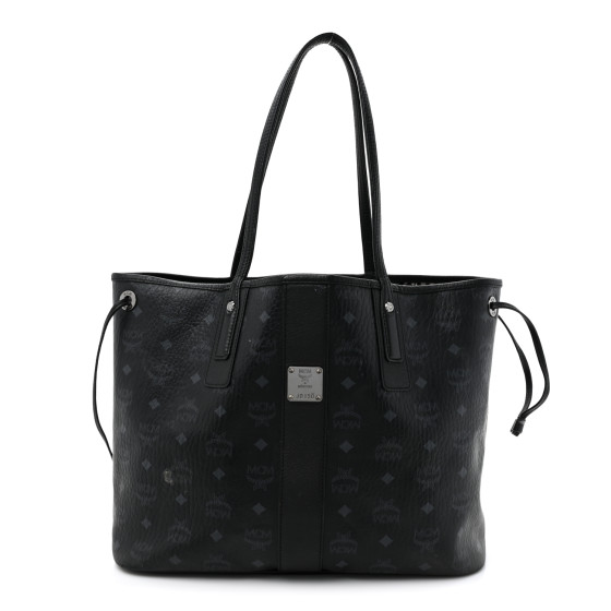 MCM Visetos Medium Liz Reversible Shopper Tote Black