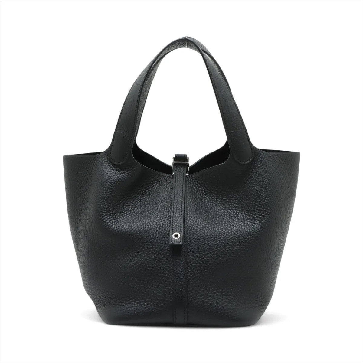 Hermès Picotin Lock 22 MM Taurillon Clemence Black Silver Metal Fittings