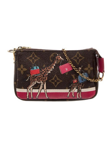 LV Monogram Limited Edition Giraffe Christmas Animation Mini Pochette Accessories Mini