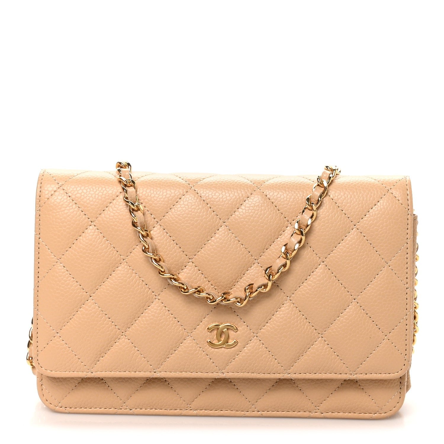 Chanel Caviar Quilted Wallet on Chain WOC Beige