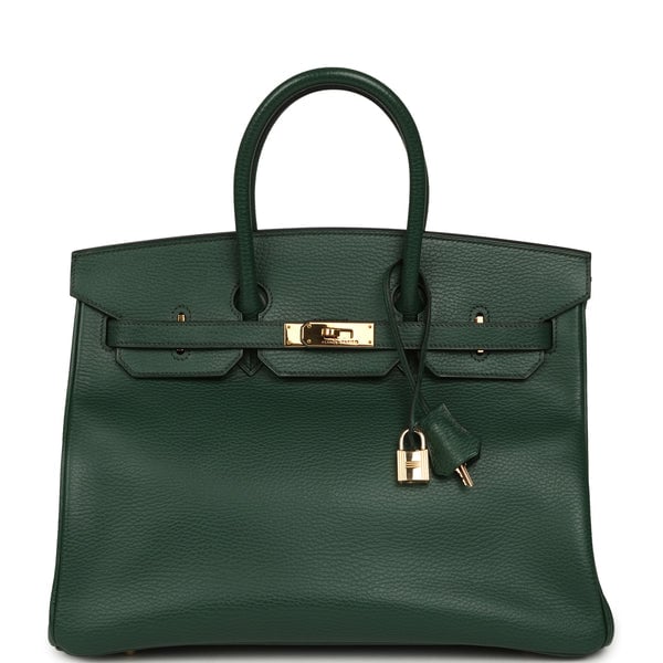 Vintage Hermes Birkin 35 Vert Anglais Ardennes Gold Hardware