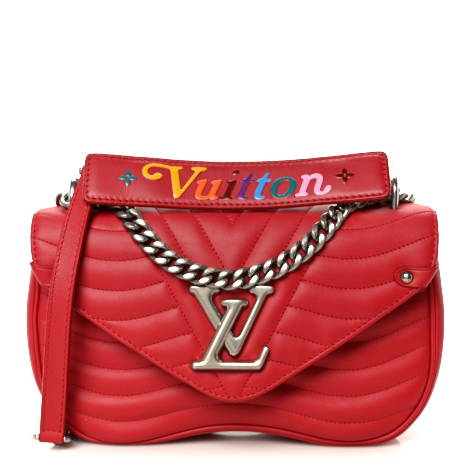 Louis Vuitton Calfskin New Wave Chain MM Ecarlate