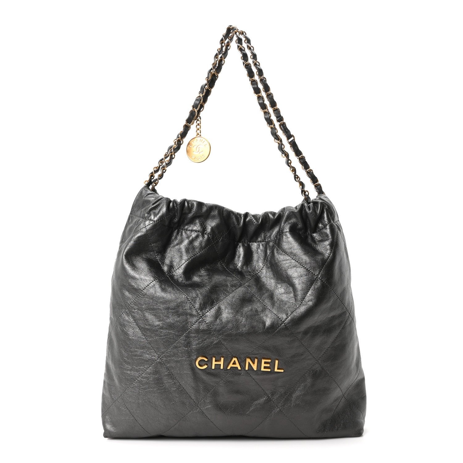 Chanel Metallic Calfskin Quilted Chanel 22 Ruthenium