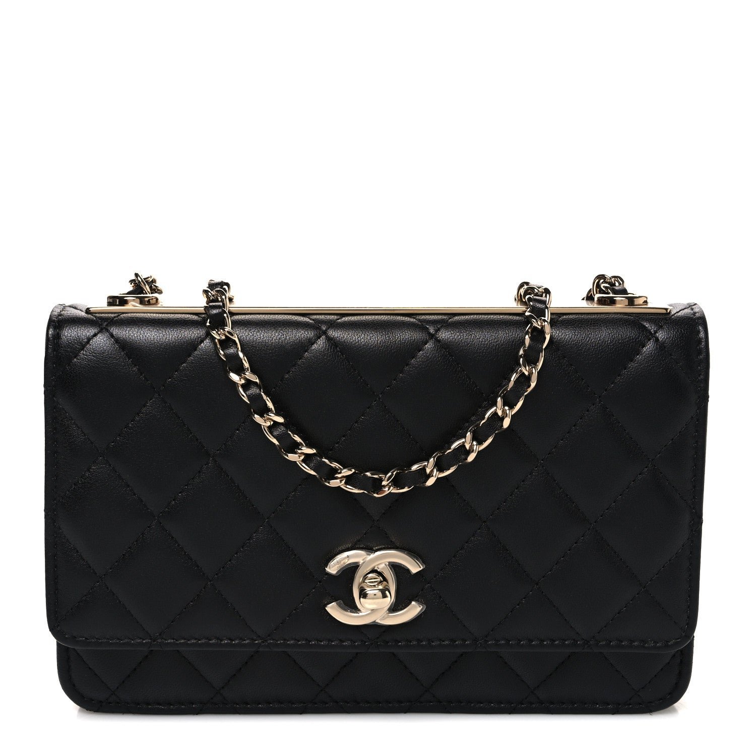 Chanel Lambskin Quilted Trendy CC Wallet On Chain WOC Black