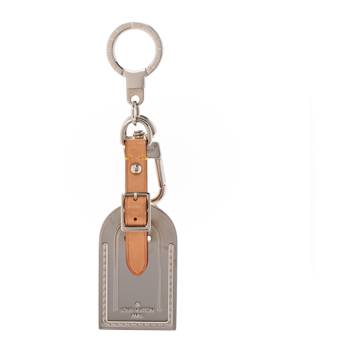 Louis Vuitton Metal Luggage Tag Key Holder Silver