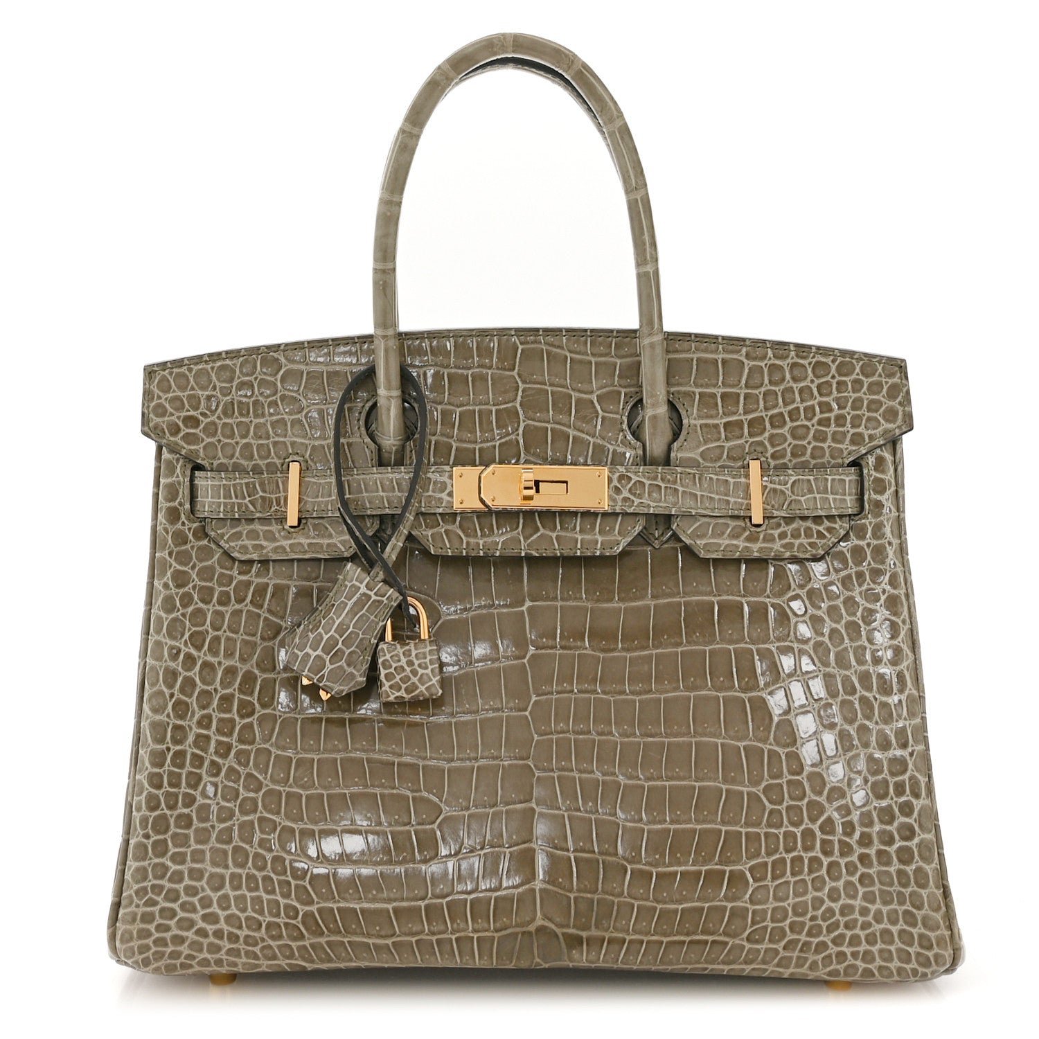 Hermes Shiny Porosus Crocodile Birkin 30 Gris Tourterelle