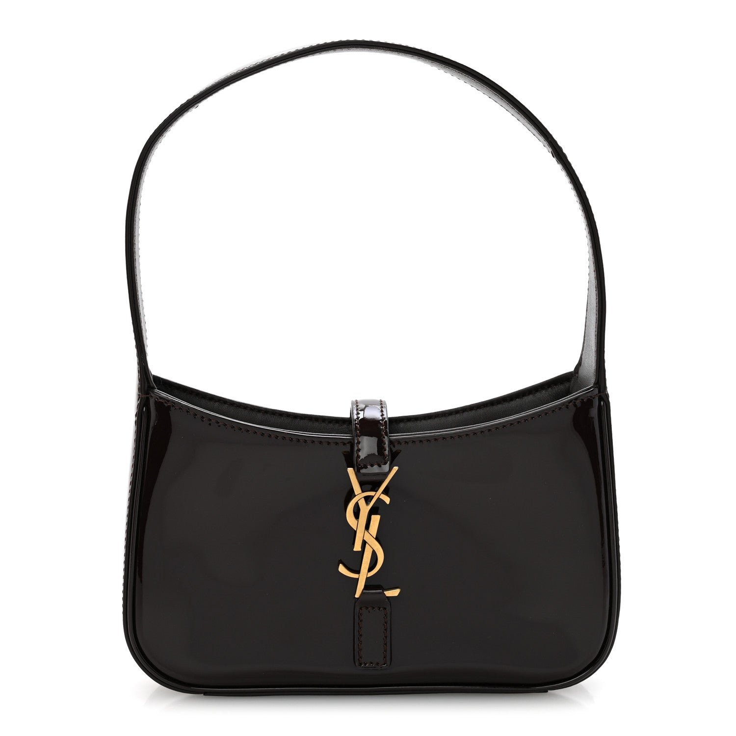Saint Laurent Patent Calfskin Le 5 A 7 Mini Hobo Spicy Chocolate
