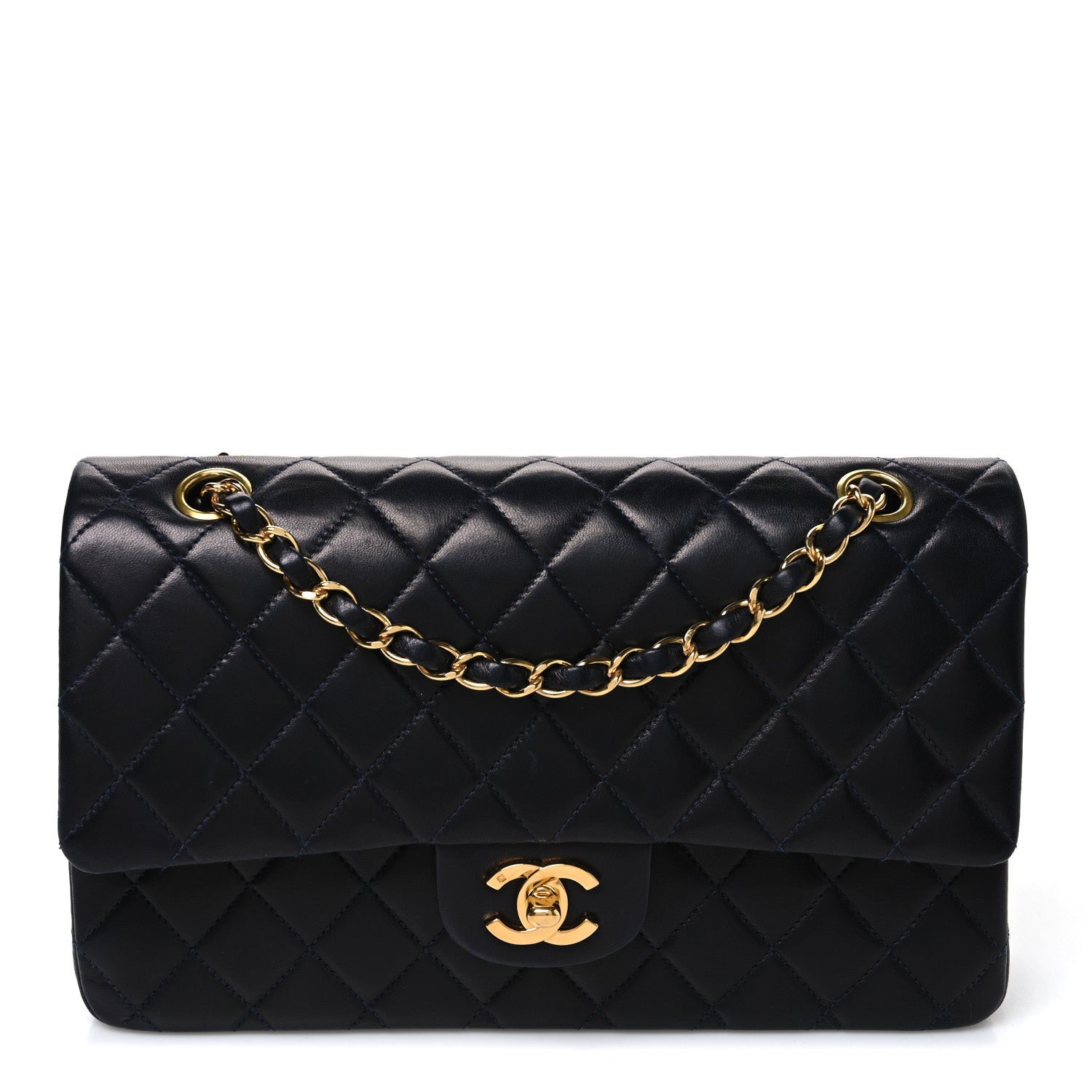 Chanel Lambskin Quilted Medium Double Flap Navy