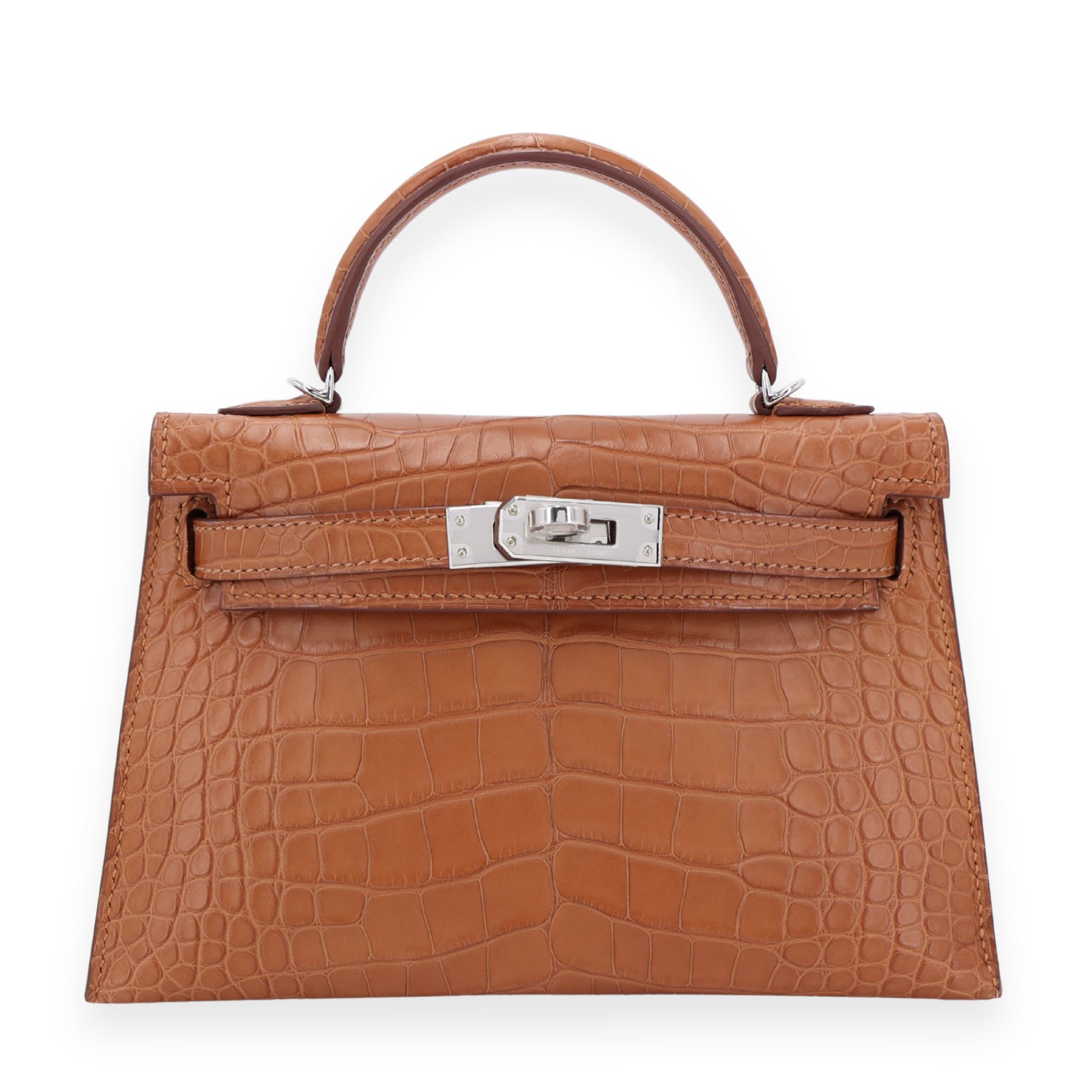 Unused ( Rank NS ) HERMÈS Mini Kelly II Gold (37) Matte Alligator Palladium hardware W (2024)