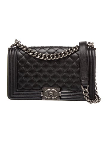 Quilted Caviar Medium Boy Bag