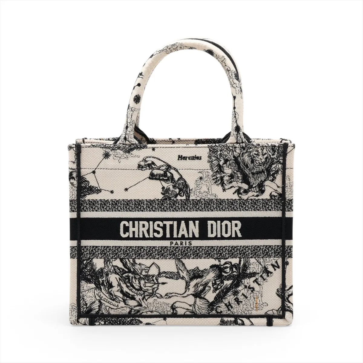 Christian Dior Zodiac Book Tote Small canvas Hand bag White x black