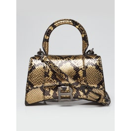 Balenciaga Balenciaga Black/Gold Metallic Faux Python Leather Hourglass XS Top Handle Bag