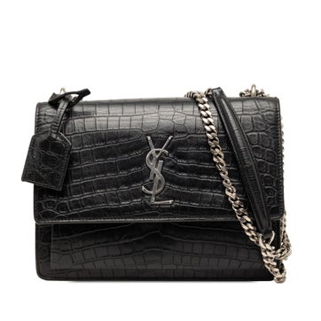 Calf Leather Medium Croc Embossed Leather Monogram Sunset Crossbody