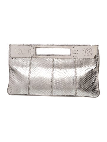 Metallic Python Clutch