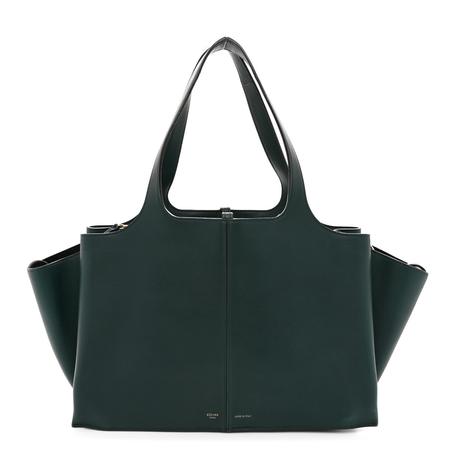 Celine Smooth Calfskin Medium Tri-Fold Bag Bottle Green