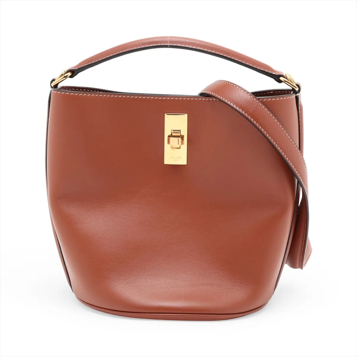 Celine teen Bucket 16 Leather 2 Way Shoulder Bag Brown