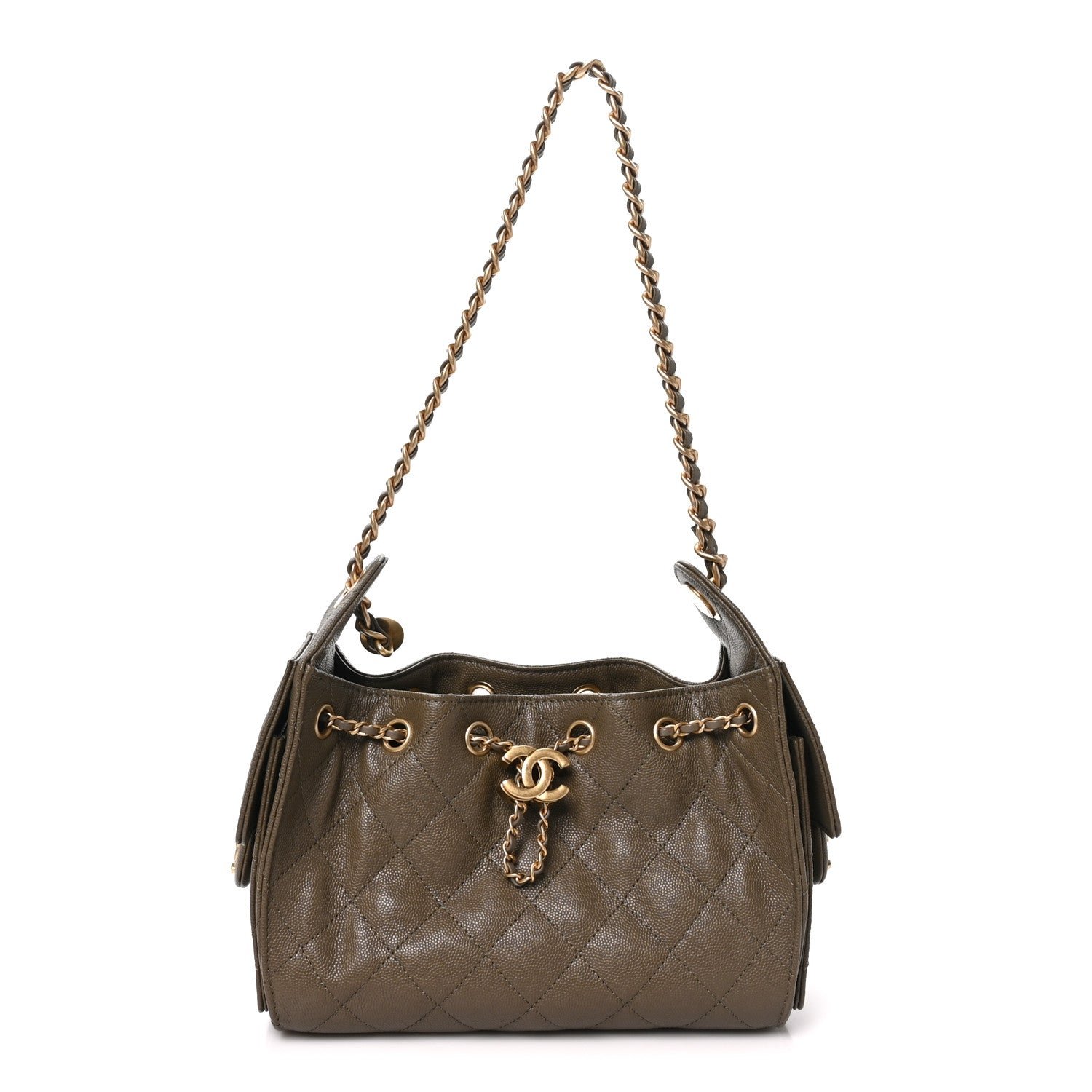 Chanel Caviar Quilted Mini Chanel 25 Handbag Dark Khaki