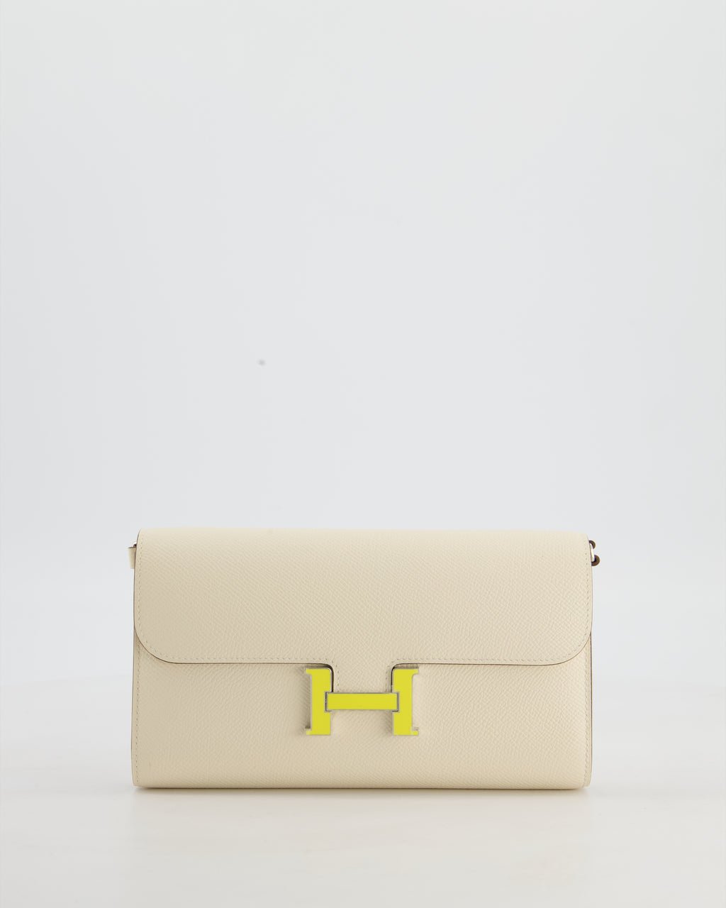 Hermès Constance To Go Bag in Nata Epsom Leather with Jaune Citron Enamel Hardware