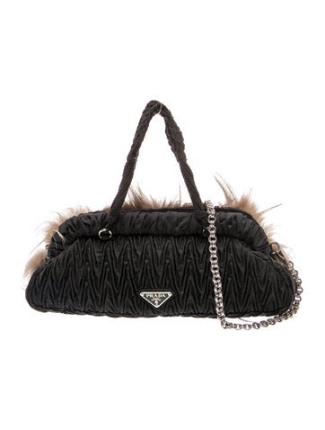 Nylon Faux Fur Shoulder Bag