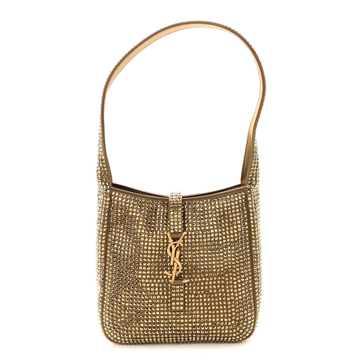Saint Laurent Satin Crystal Baby Le 5 A 7 Supple Hobo Astres