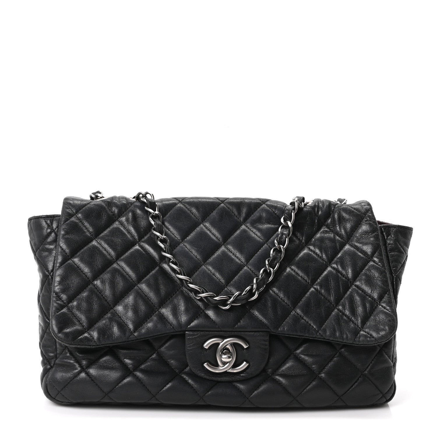 Chanel Lambskin Quilted Jumbo Single Flap Black