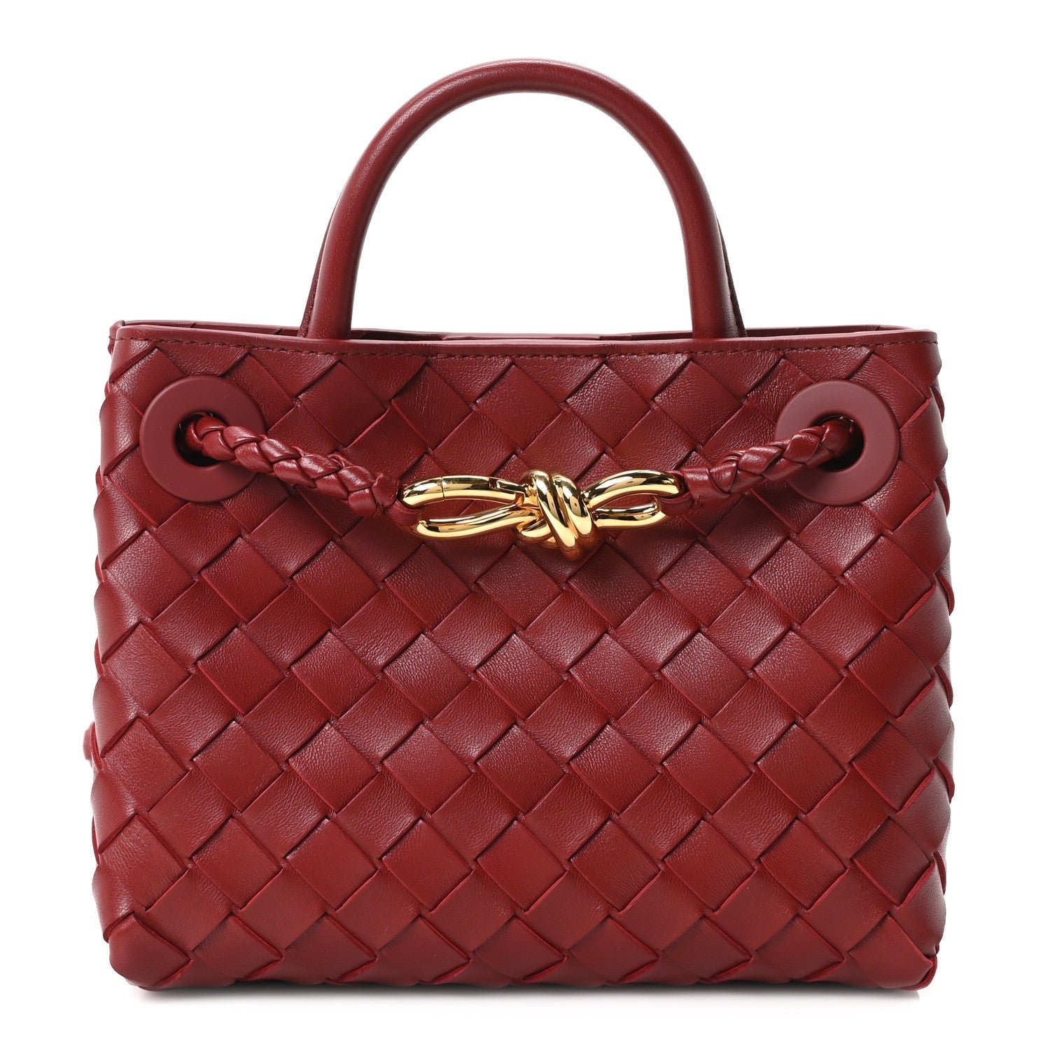 Bottega Veneta Nappa Intrecciato Mini Andiamo Shoulder Bag Lava Red