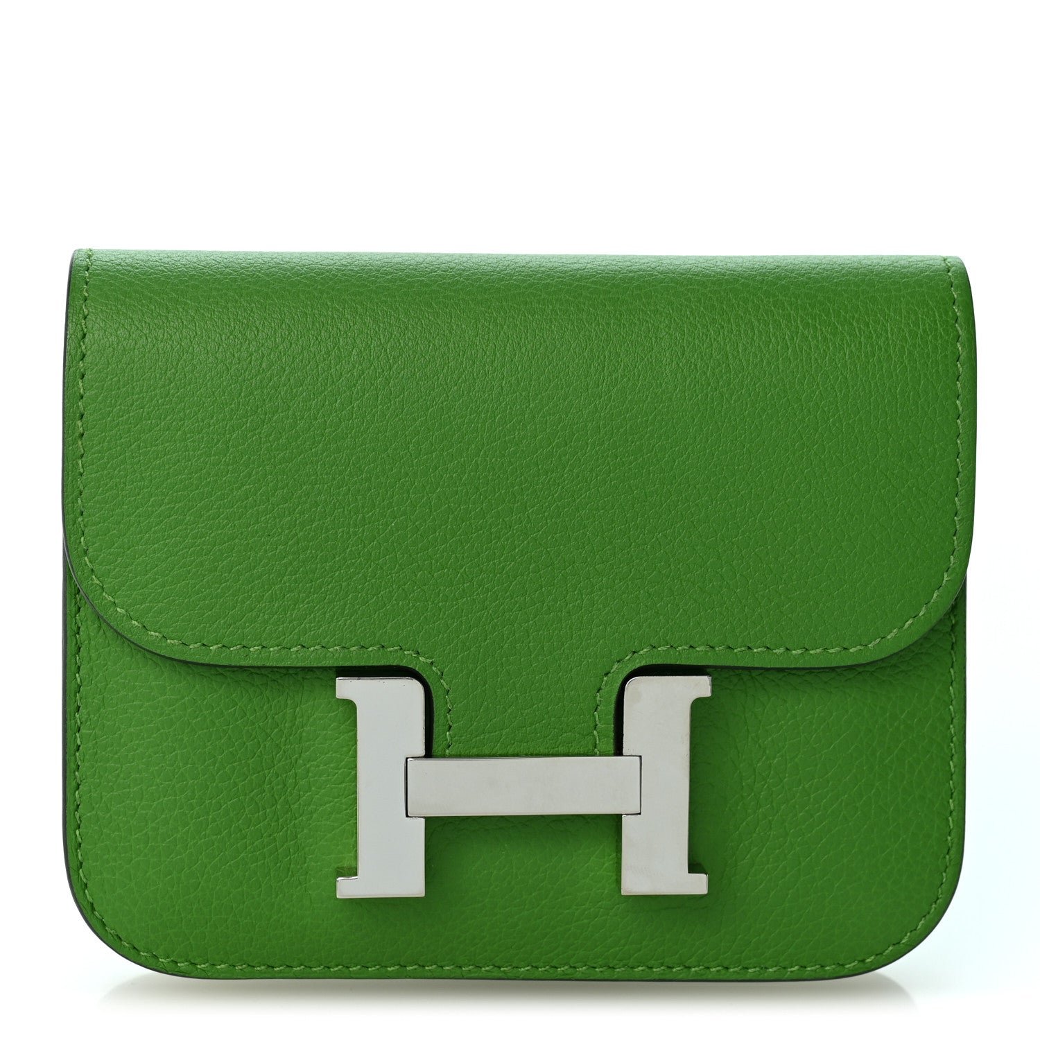 Hermes Evercolor Bi-Color Constance Slim Wallet Vert Yucca Mauve Pale