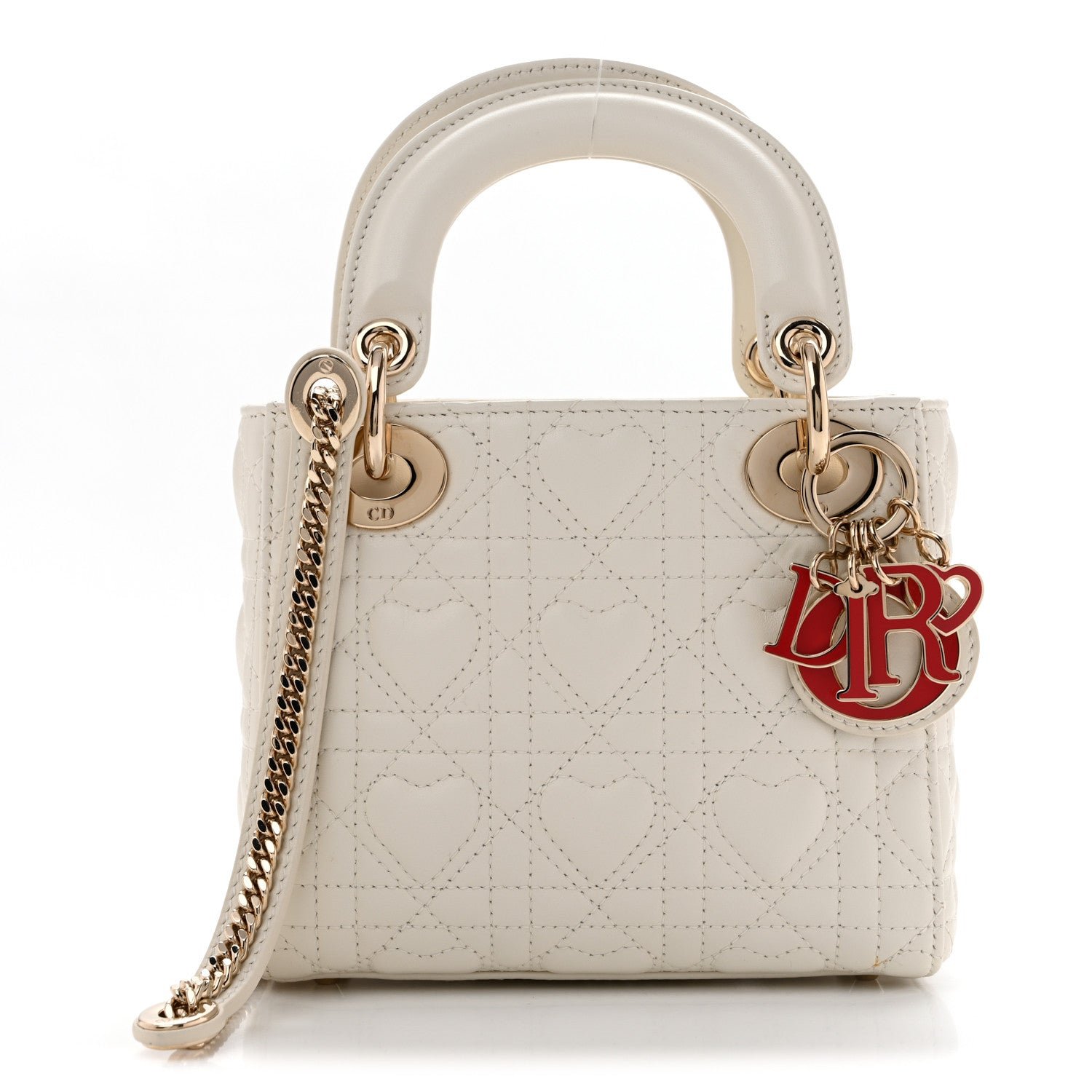 Christian Dior Calfskin Cannage Dioramour Mini Lady Dior White