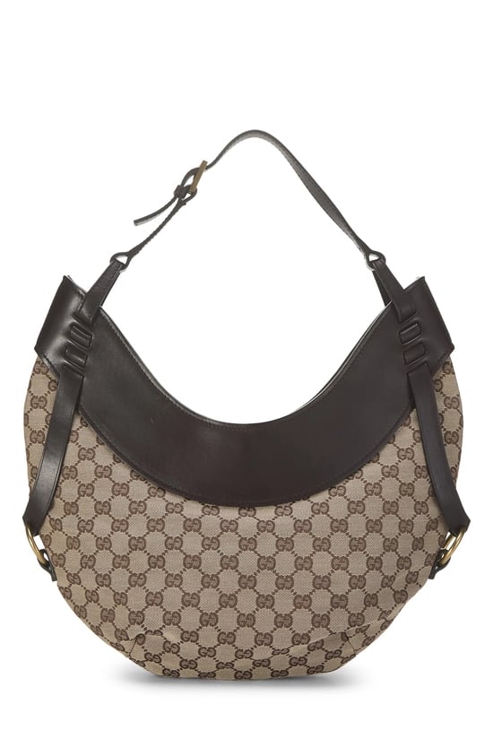 Brown Original GG Canvas Crescent Moon Hobo