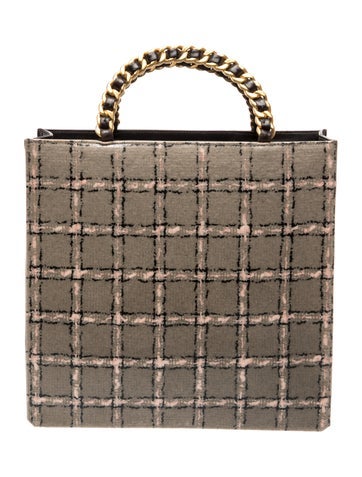 Chain Handle Tweed Tote
