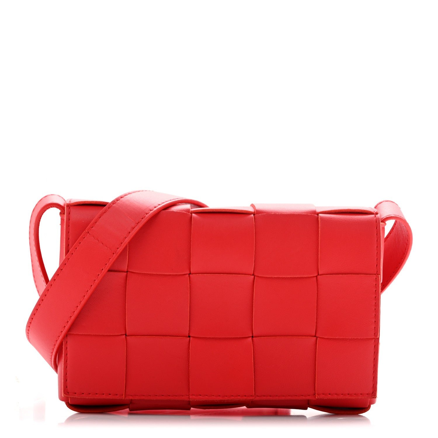 Bottega Veneta Bottega Veneta Lambskin Maxi Intrecciato Small Cassette Crossbody Bag Redstone