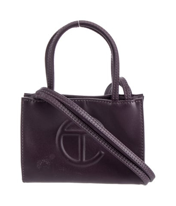 Telfar Vegan Leather Eggplant Shopping Bag Small