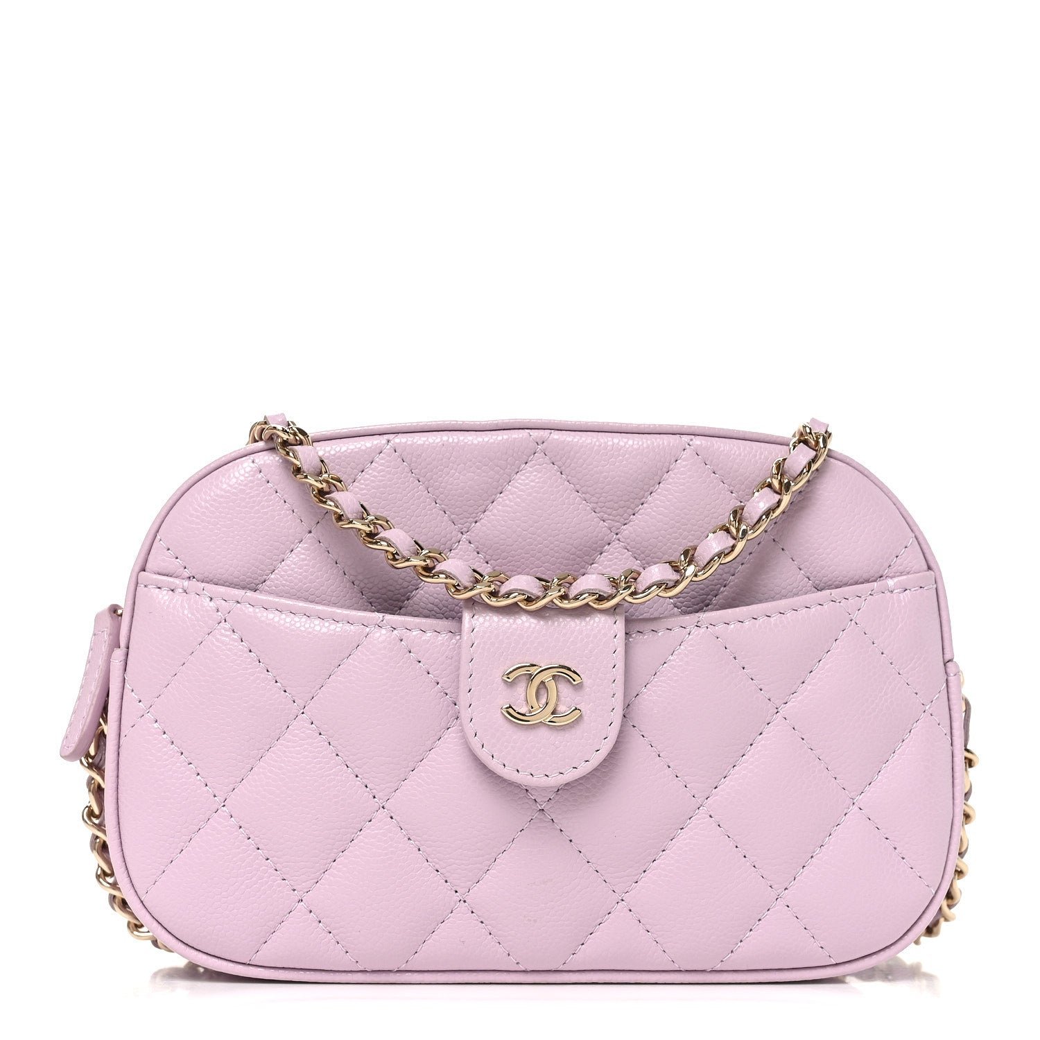 Chanel Caviar Quilted Chain Camera Bag Light Purple