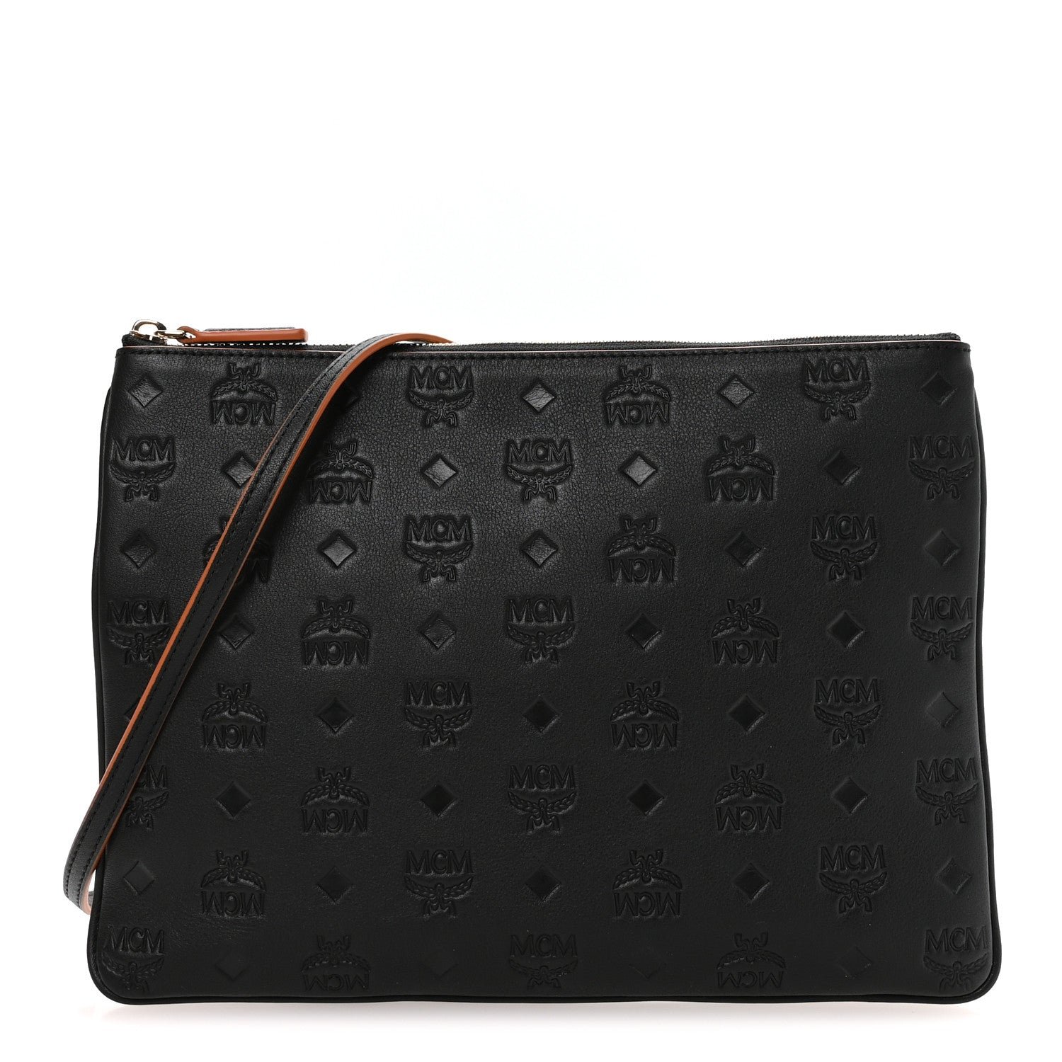 MCM MCM Calfskin Ottomar Monogram Medium Crossbody Pouch Black