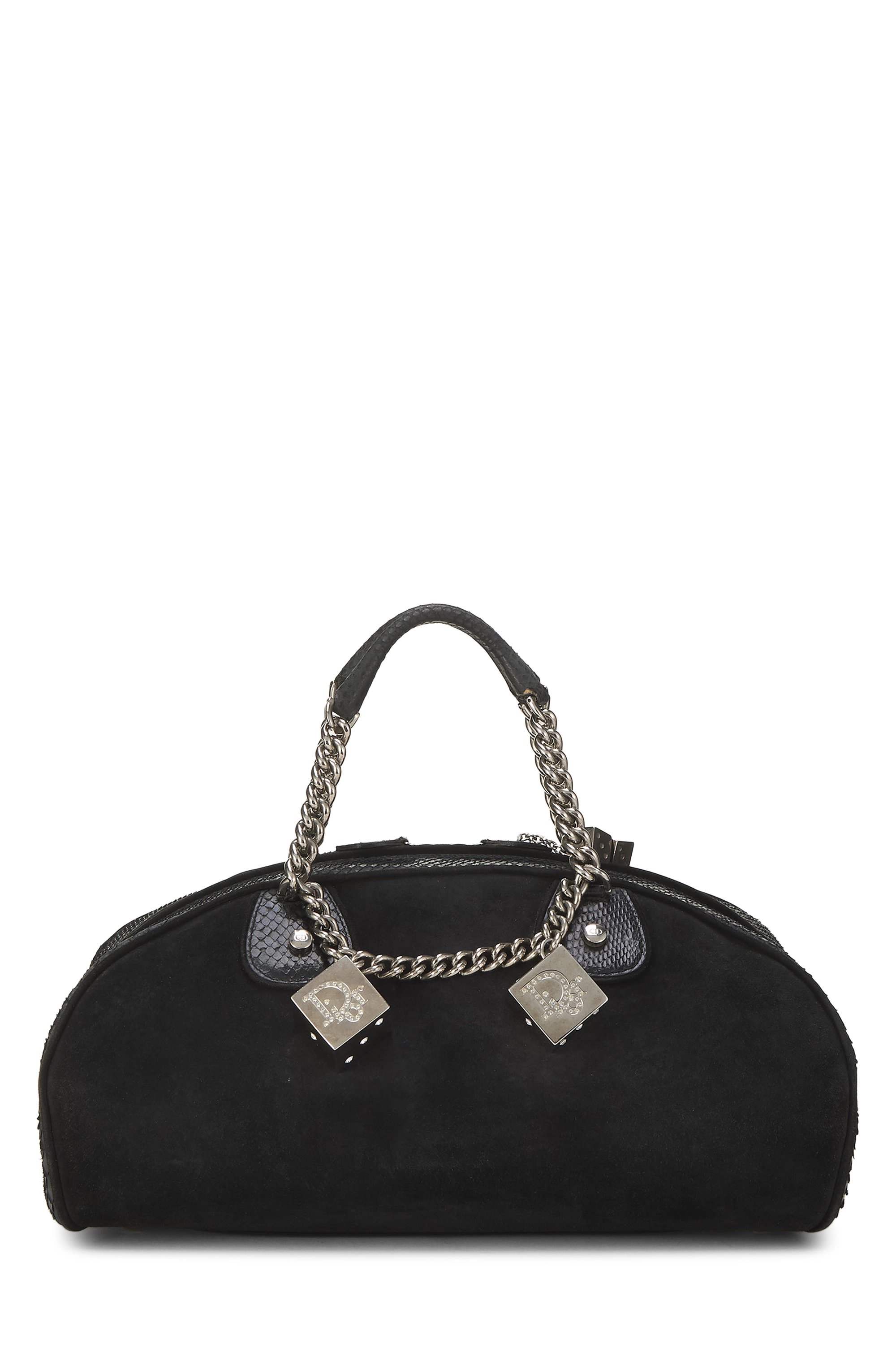 Black Suede Gambler Bowler Bag